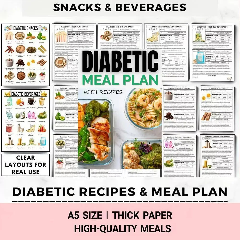 Diabetes Meal Plan with Recipes - Healthy Diet Education and Management Planner for Dietitians