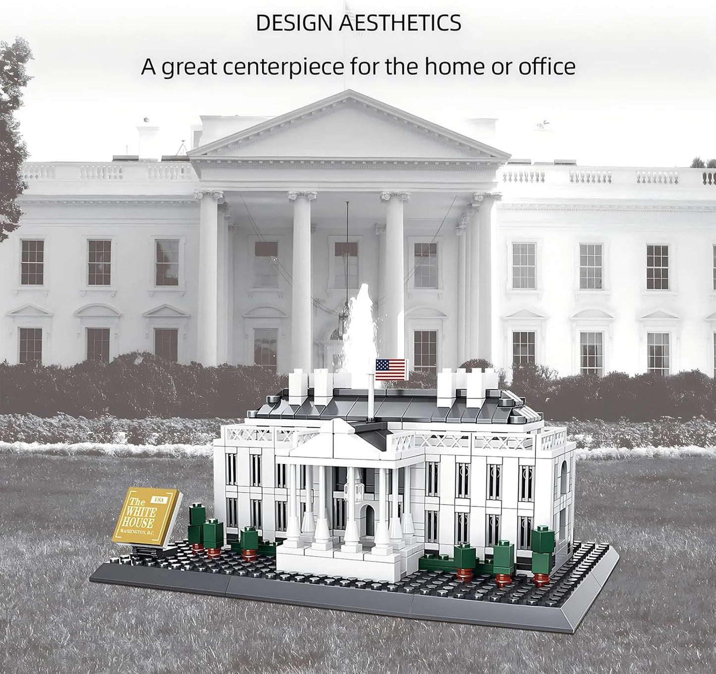 White House Model Building Block Set, a Famous Landmark Building in Washington, a Collectible Gift for Adults and Children (Composed of 770 Pieces)