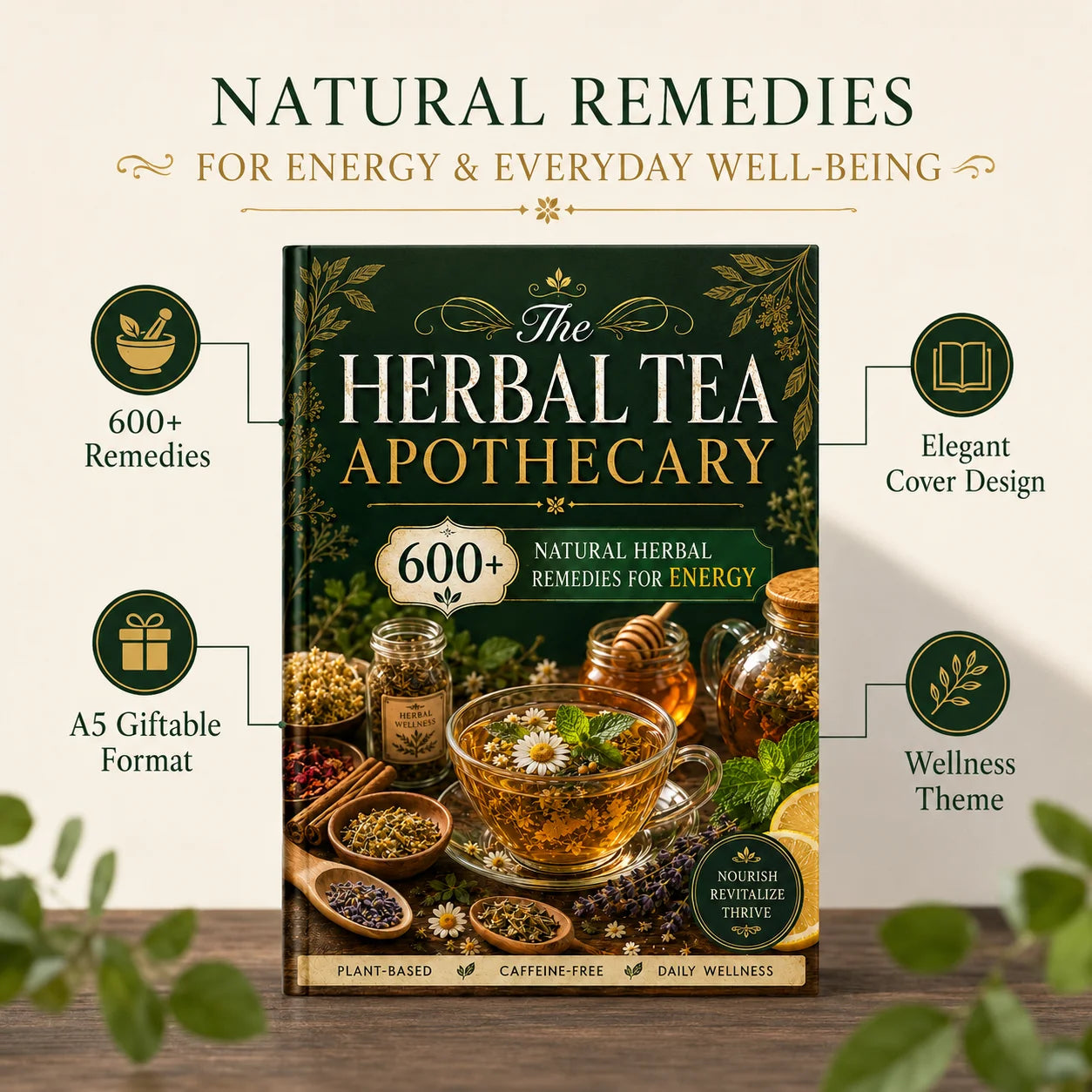 Herbal Tea Health Handbook A5 Book, 600+Natural Herbal Tea Drink Formulas, Energy Vitality and Daily Health Themes, Gift Collect