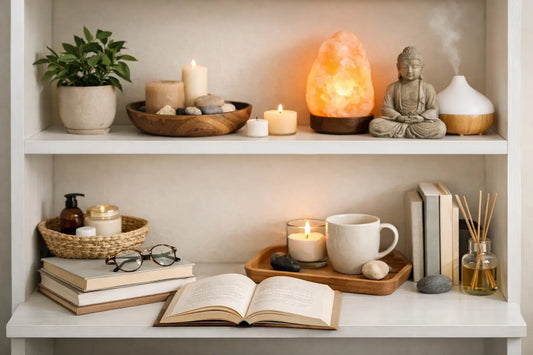 Self Care Bookshelf Setup Example for Everyday Wellness