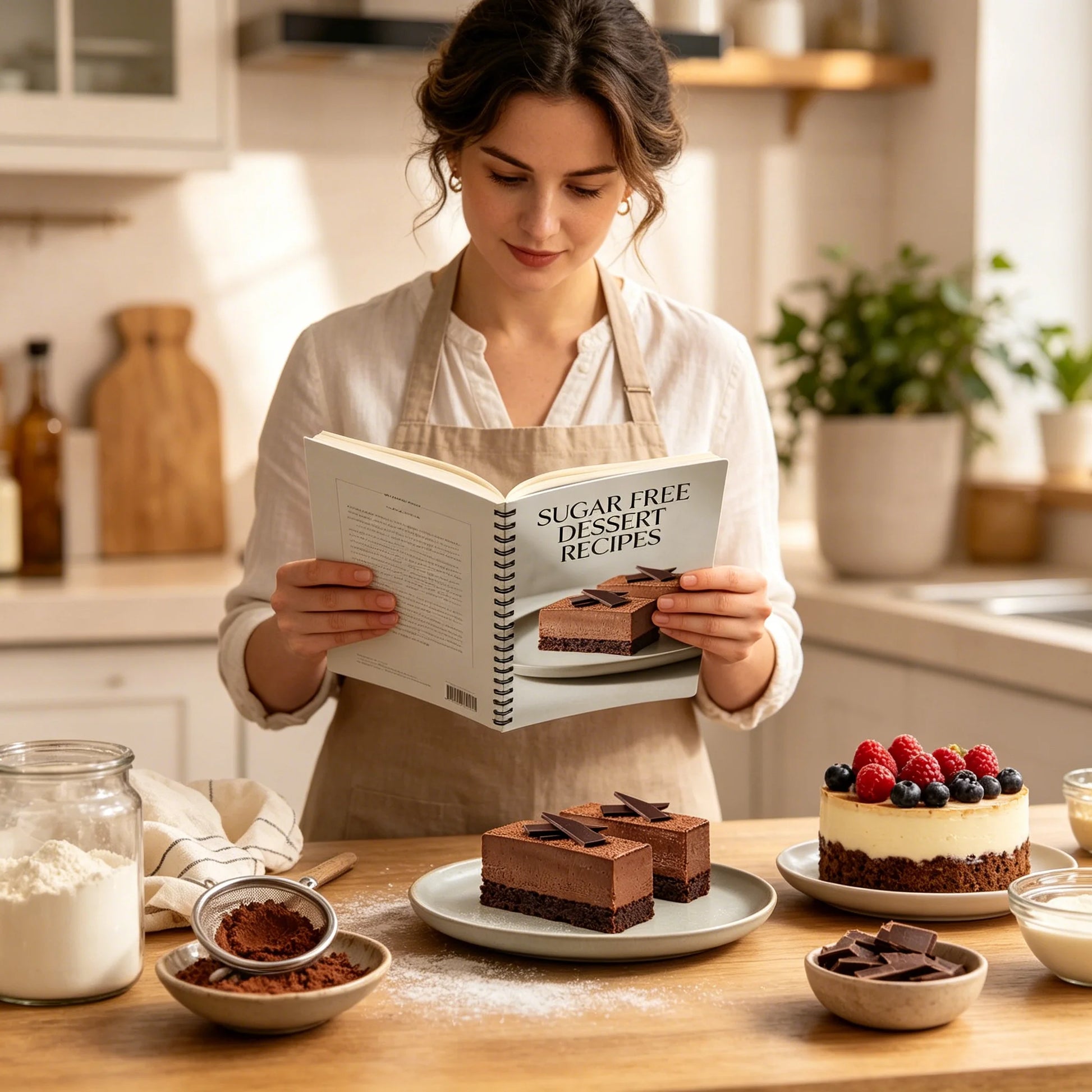 Sugar Free Dessert Recipes Notebook, Guilt-Free Healthy Sweet Treat Cookbook for Low Sugar & Keto Diets, Easy Baking & No-Bake D