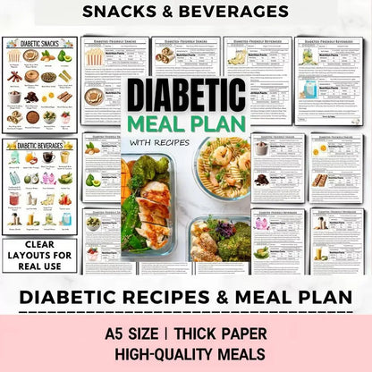 Diabetes Meal Plan with Recipes - Healthy Diet Education and Management Planner for Dietitians