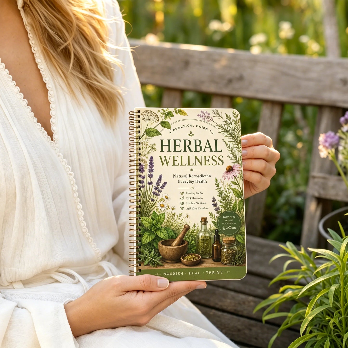 Herbal Remedies Journal A5 Spiral Notebook – Natural Wellness Planner, Lifestyle Tracker, Self Care Health Notes