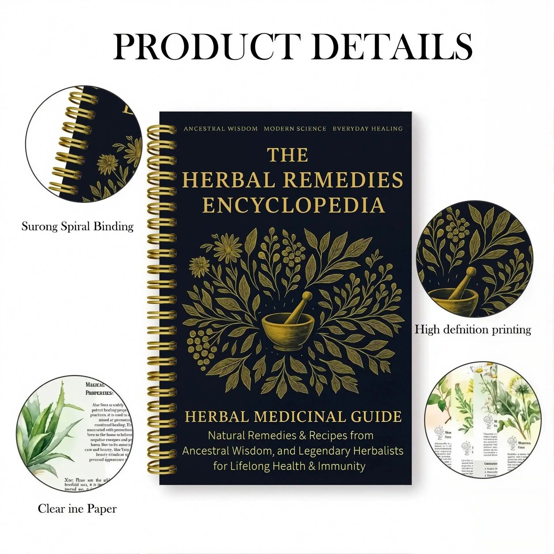 The Herbal Remedies Encyclopedia Notebook Herbal Medicinal Guide Book