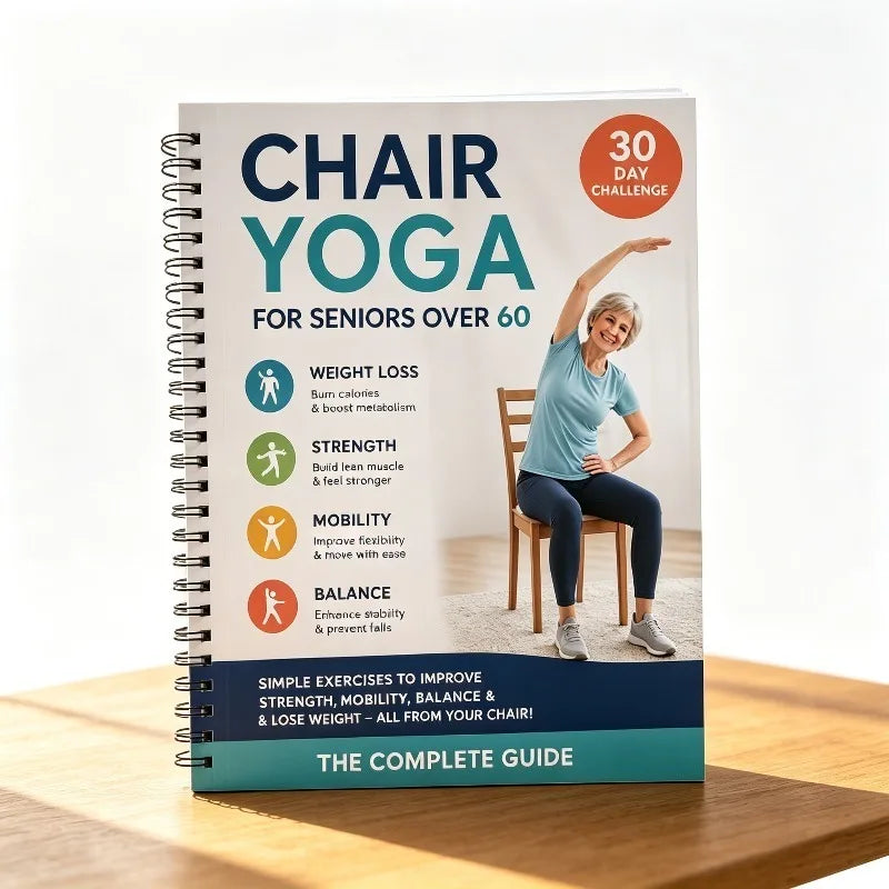 30 Day Chair Yoga Training Guide Book, Gentle Sitting Workout Plan for Seniors Elderly People over 60, Improve Body Strength Bal