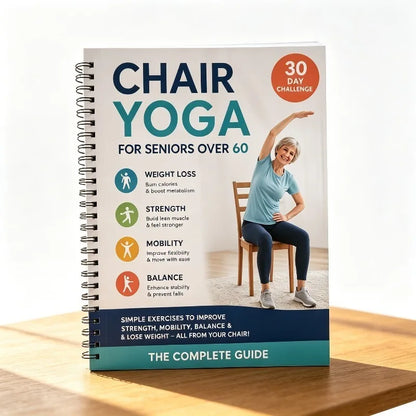 30 Day Chair Yoga Training Guide Book, Gentle Sitting Workout Plan for Seniors Elderly People over 60, Improve Body Strength Bal