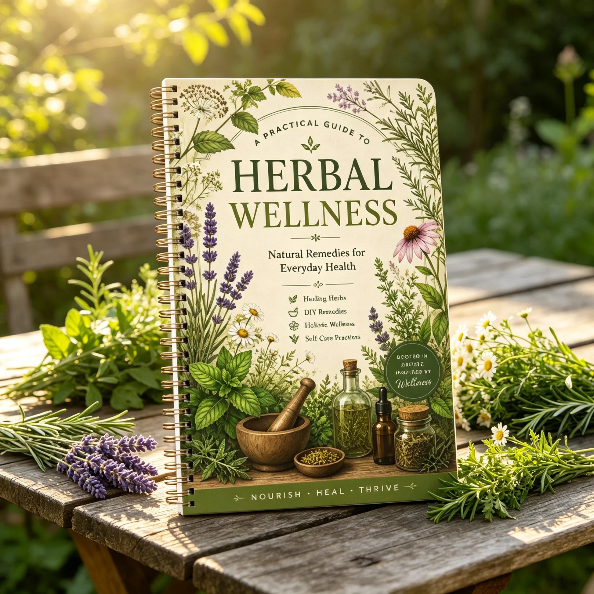 Herbal Remedies Journal A5 Spiral Notebook – Natural Wellness Planner, Lifestyle Tracker, Self Care Health Notes