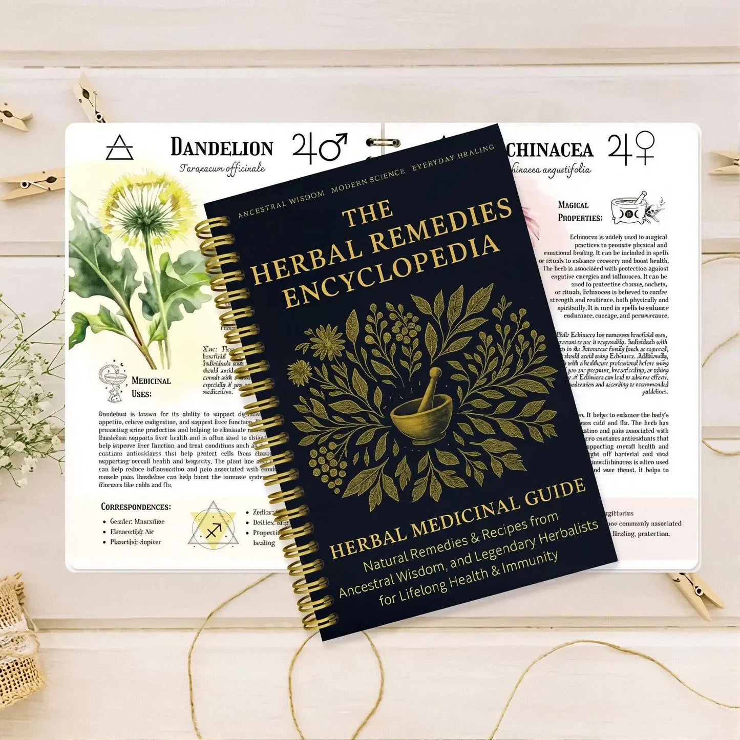 The Herbal Remedies Encyclopedia Notebook Herbal Medicinal Guide Book