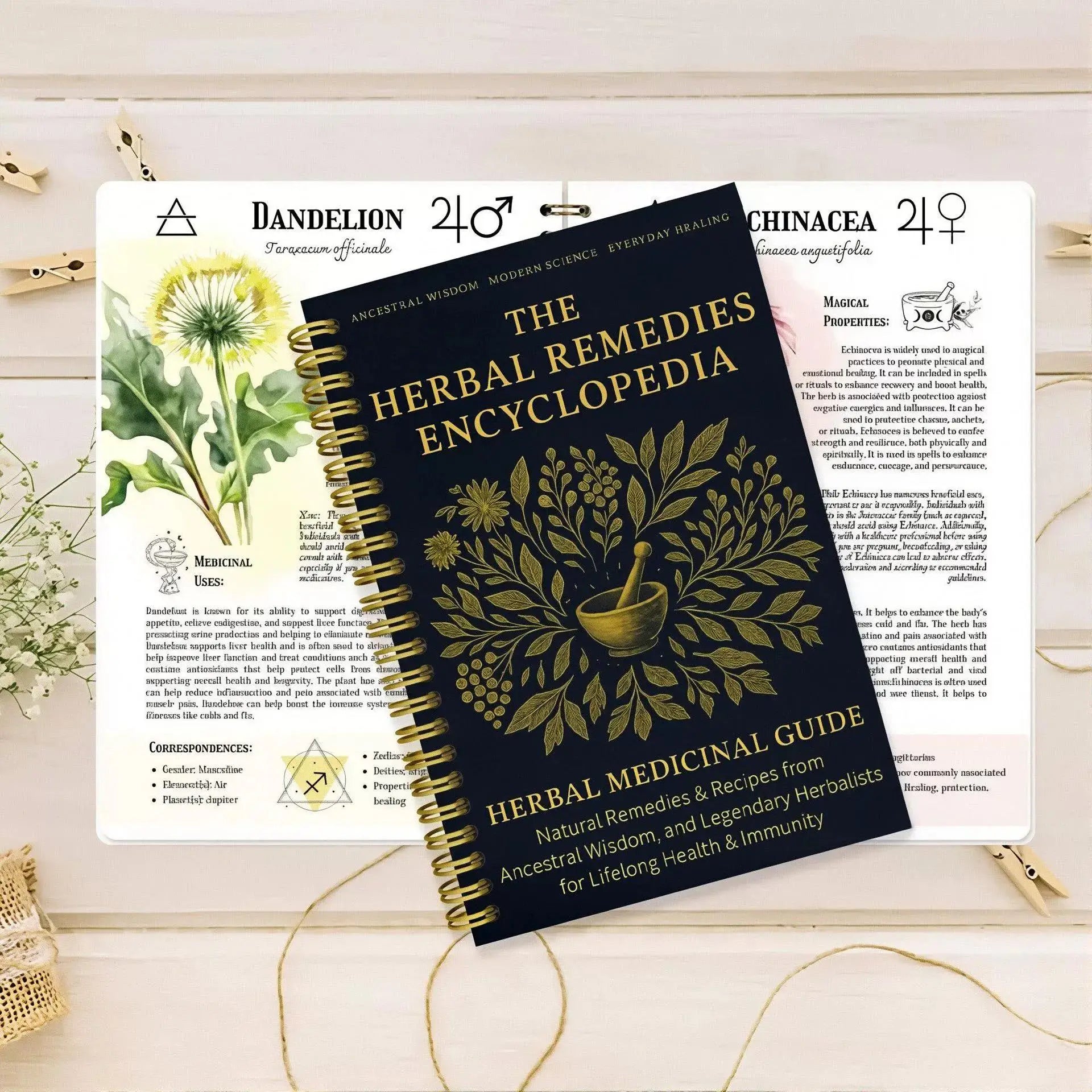 The Herbal Remedies Encyclopedia Notebook Herbal Medicinal Guide Book