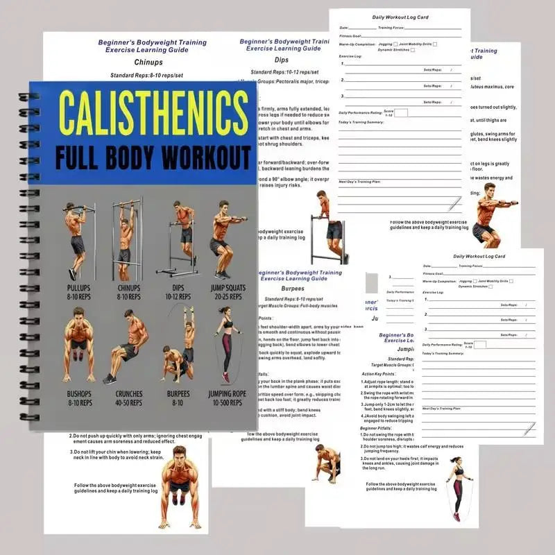 Beginner'S Calisthenics Full Body Workout Guide Book - Bodyweight Training Exercise Learning Log Card Daily Plan