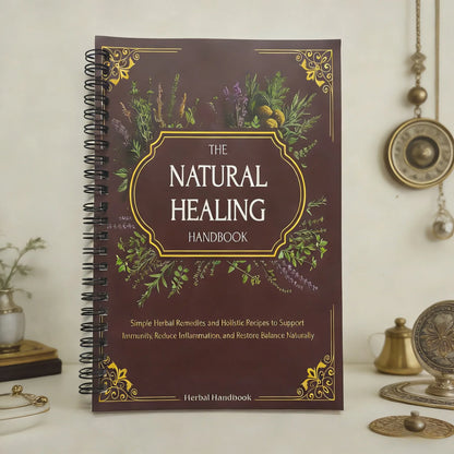 Natural Healing Handbook Spiral Bound Guide with Herbal Remedies and Recipes for Heart Health Blood Sugar Focus Boost 25X17.6Cm