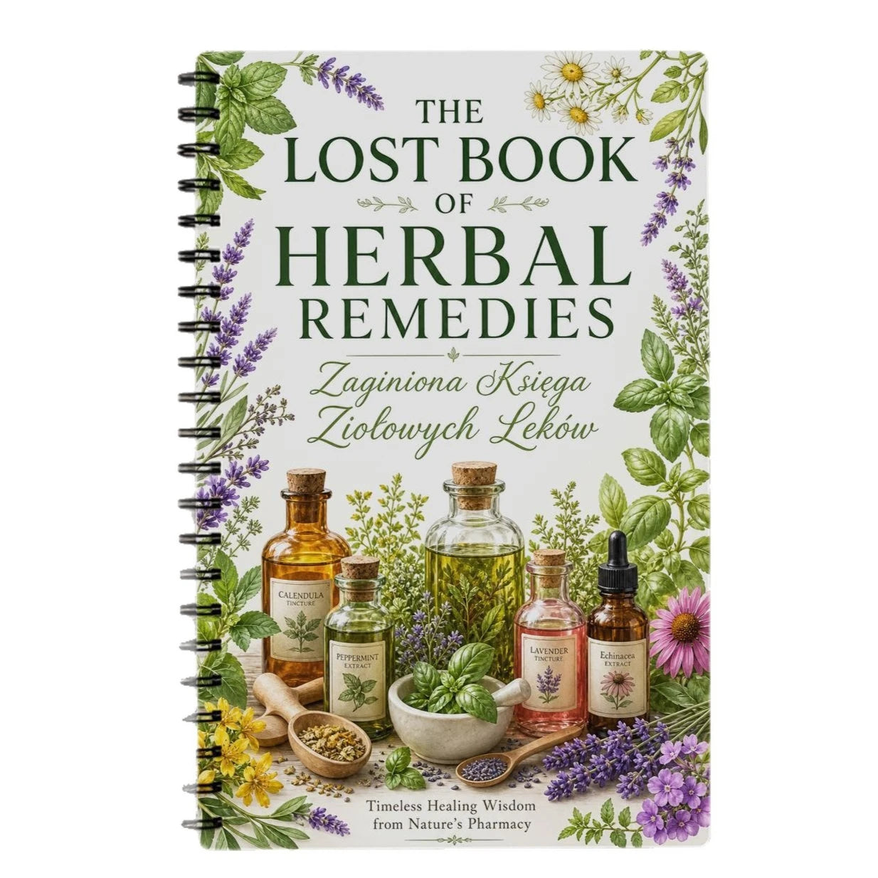 Herbal Remedies & Natural Healing Journal, Poland Language A5 Spiral Notebook for Beginners, DIY Wellness, Holistic Health Guide
