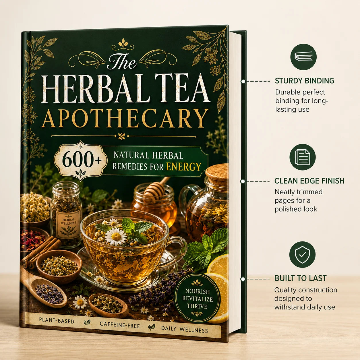 Herbal Tea Health Handbook A5 Book, 600+Natural Herbal Tea Drink Formulas, Energy Vitality and Daily Health Themes, Gift Collect